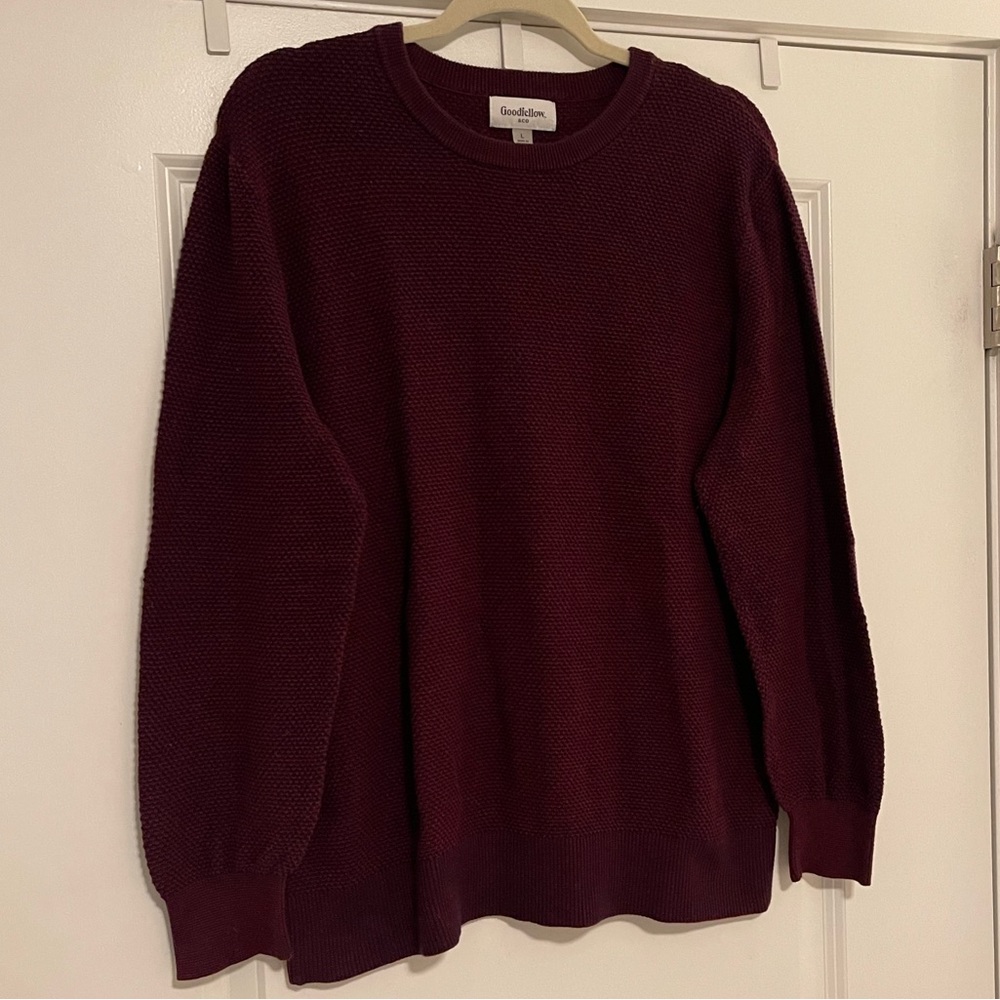 Good fellow Burgundy Waffle Knot Crewneck Sweatshirt